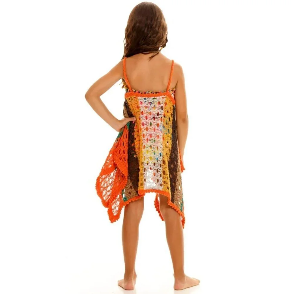 Agua Bendita Lolly Crochet Tunic Cover Up Praia Kids Size 2/4